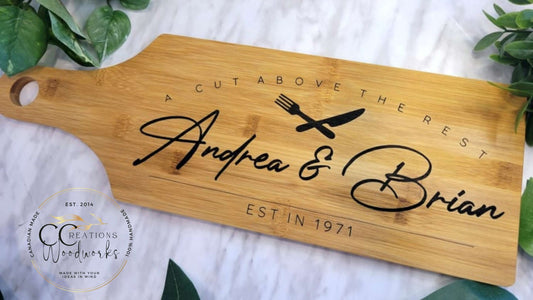 A Cut Above the Rest Personalized Chef Family Engraved Cutting Board | Custom Gift for Couples Housewarming Closing Gift - CCreations Woodworks