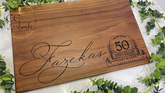 Anniversary Gifts for 50th Wedding Anniversary, 25th Wedding Anniversary, 5th Wedding Anniversary Charcuterie Board - CCreations Woodworks