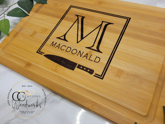 117 - Chef's Kitchen Custom Engraved Chopping Block | Appreciation, Award Gift | Custom Gift for Chef, Spouse, Friend or Client