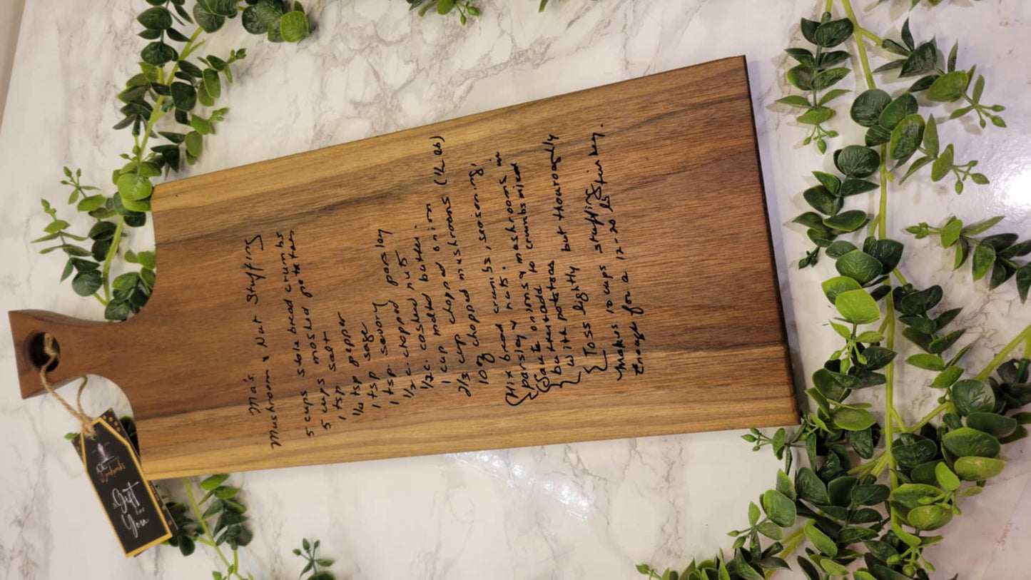 Personalized Recipe Cutting Board | Laser Engraved Scanned Recipe Created using your loved ones actual Handwritting