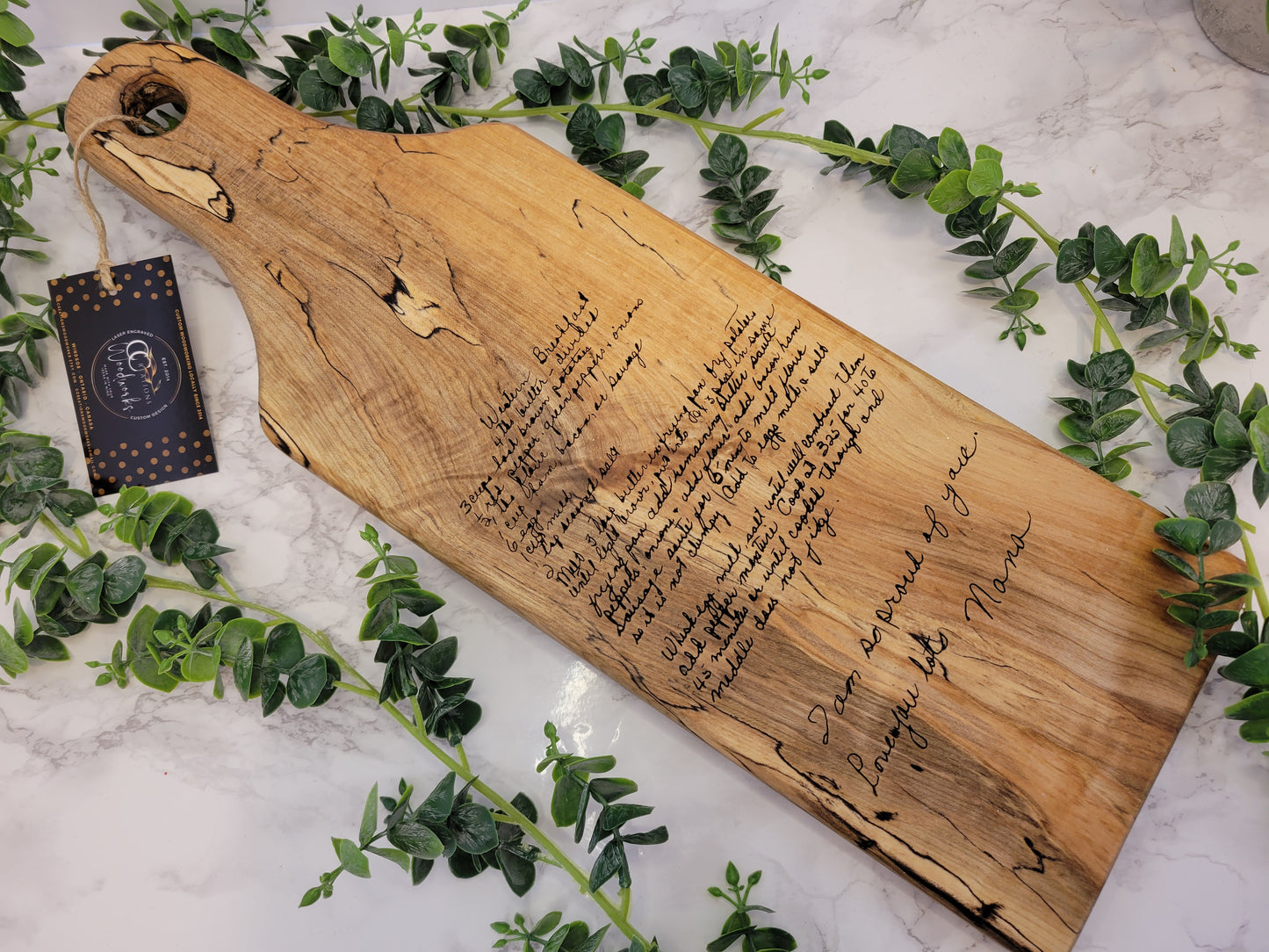 Personalized Recipe Cutting Board | Laser Engraved Scanned Recipe Created using your loved ones actual Handwritting