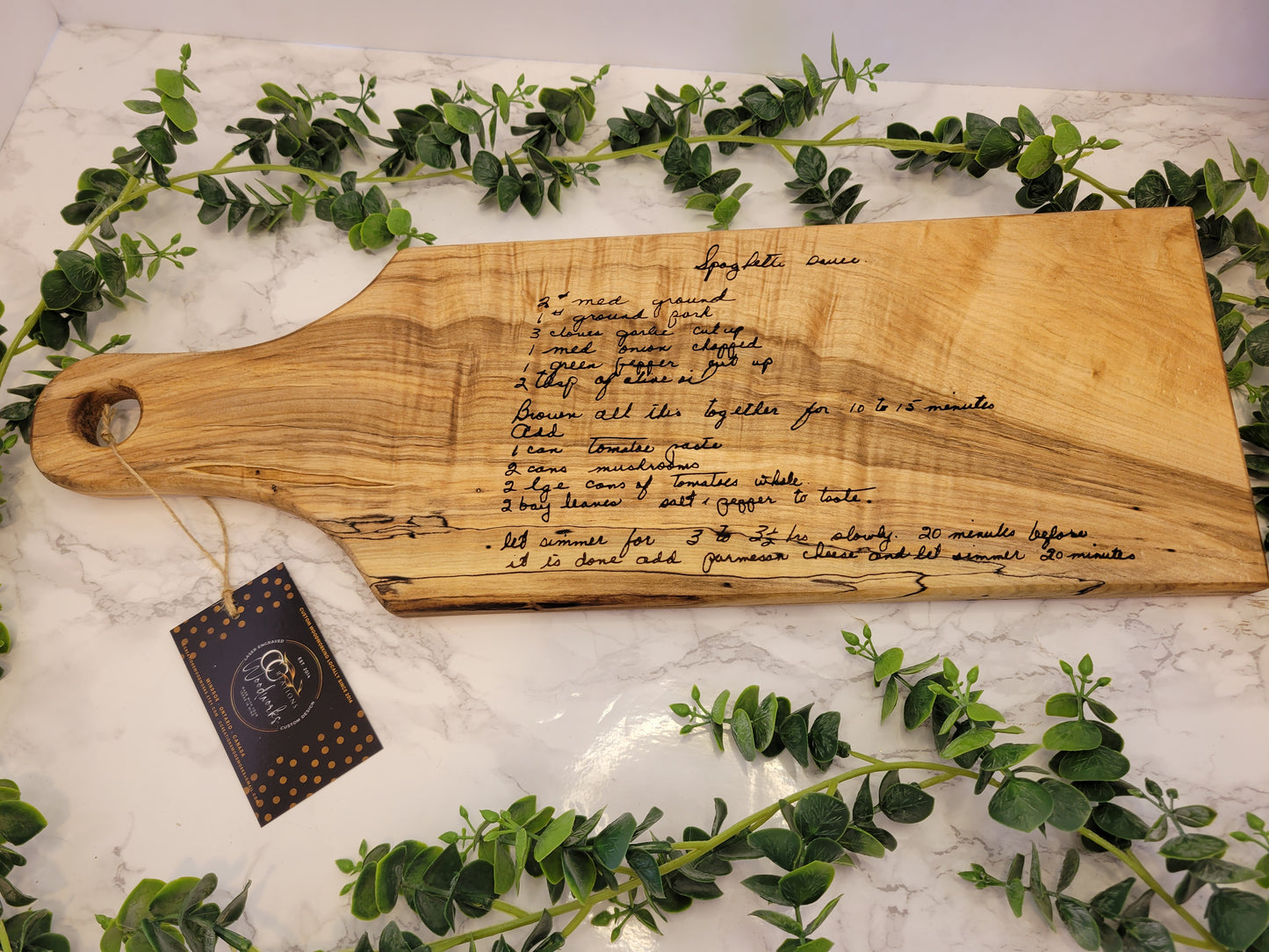 Personalized Recipe Cutting Board | Laser Engraved Scanned Recipe Created using your loved ones actual Handwritting