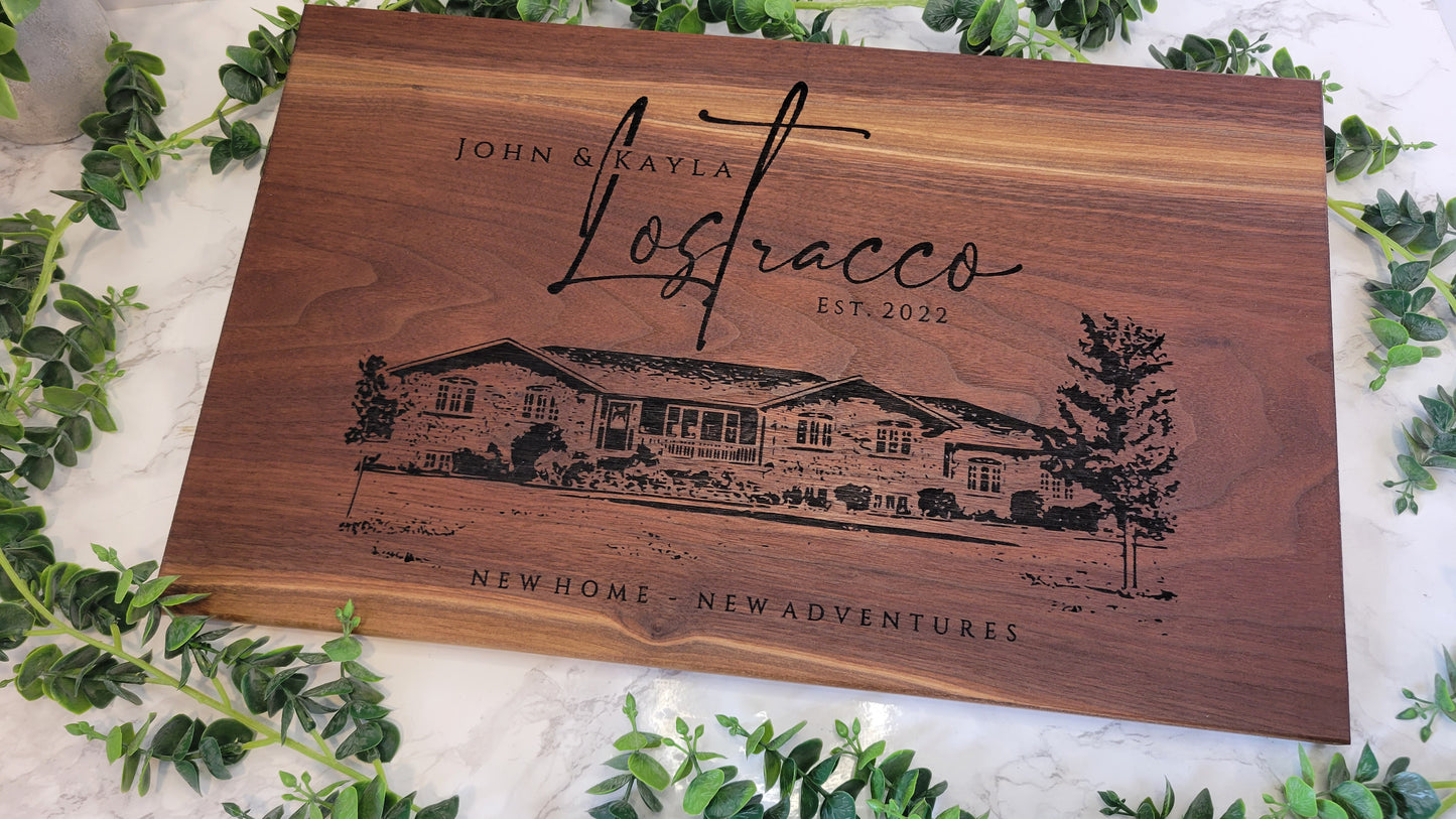 Personalized House Drawing | Realtor Closing Gift for Clients | Home Sweet Home Gift | Housewarming New House Gift Engraved Image from Photo - CCreations Woodworks