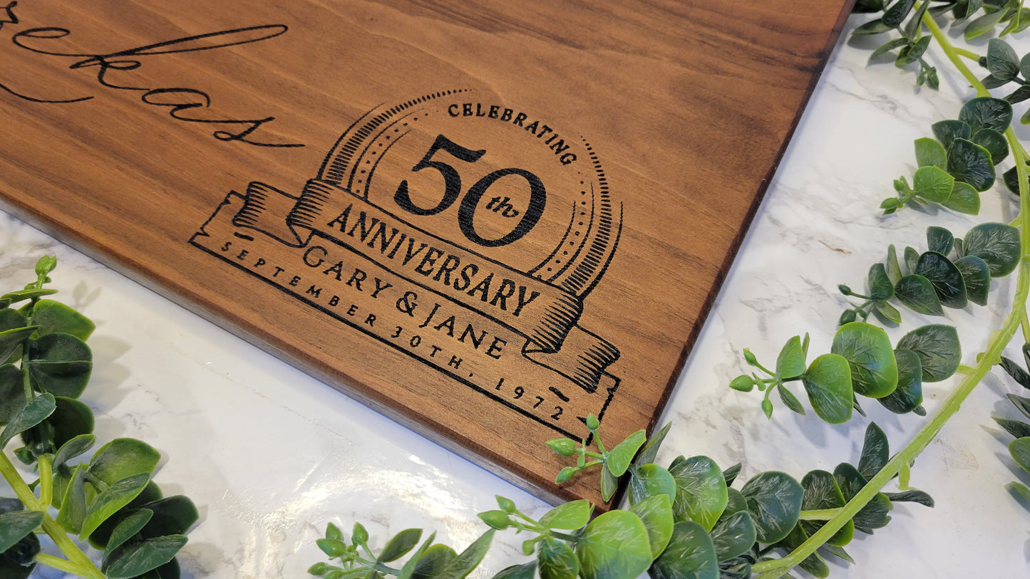 Anniversary Gifts for 50th Wedding Anniversary, 25th Wedding Anniversary, 5th Wedding Anniversary Charcuterie Board