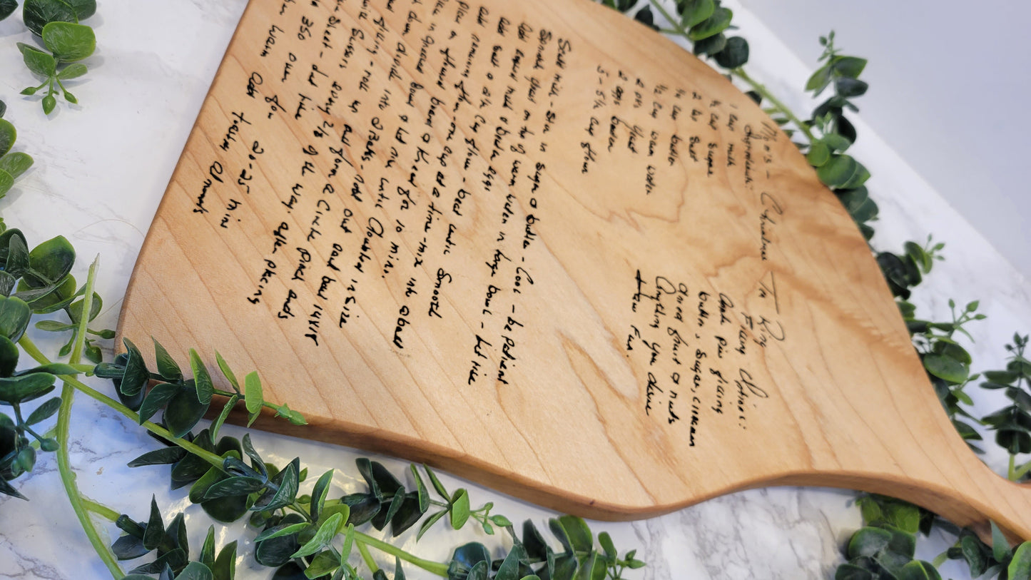 Personalized Recipe Cutting Board | Laser Engraved Scanned Recipe Created using your loved ones actual Handwritting