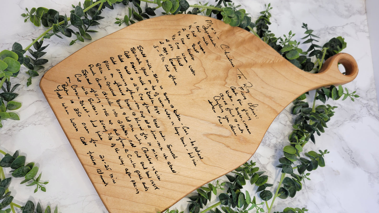 Personalized Recipe Cutting Board | Laser Engraved Scanned Recipe Created using your loved ones actual Handwritting