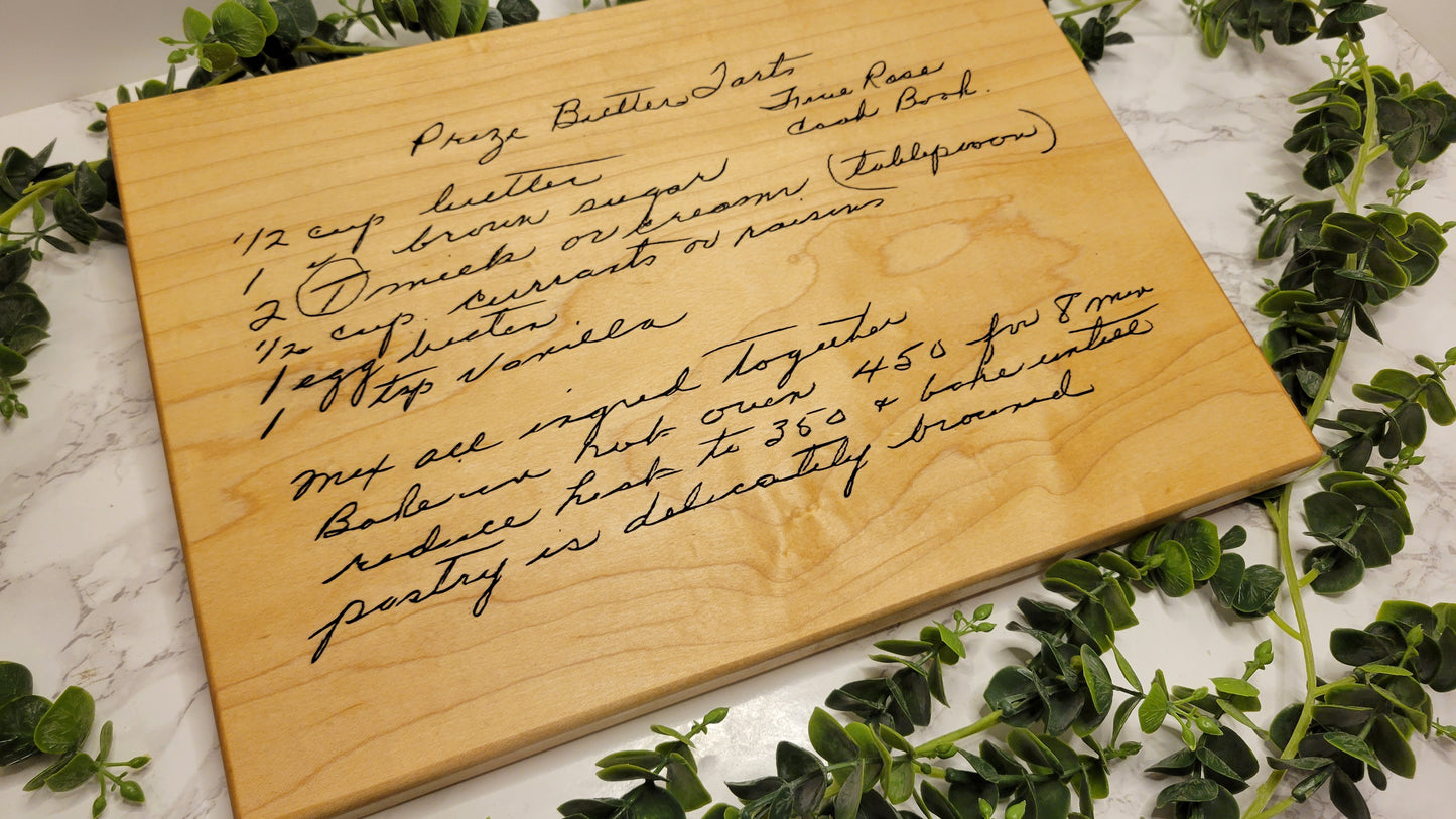 Personalized Recipe Cutting Board | Laser Engraved Scanned Recipe Created using your loved ones actual Handwritting