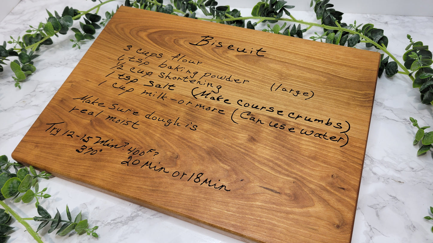 Personalized Recipe Cutting Board | Laser Engraved Scanned Recipe Created using your loved ones actual Handwritting