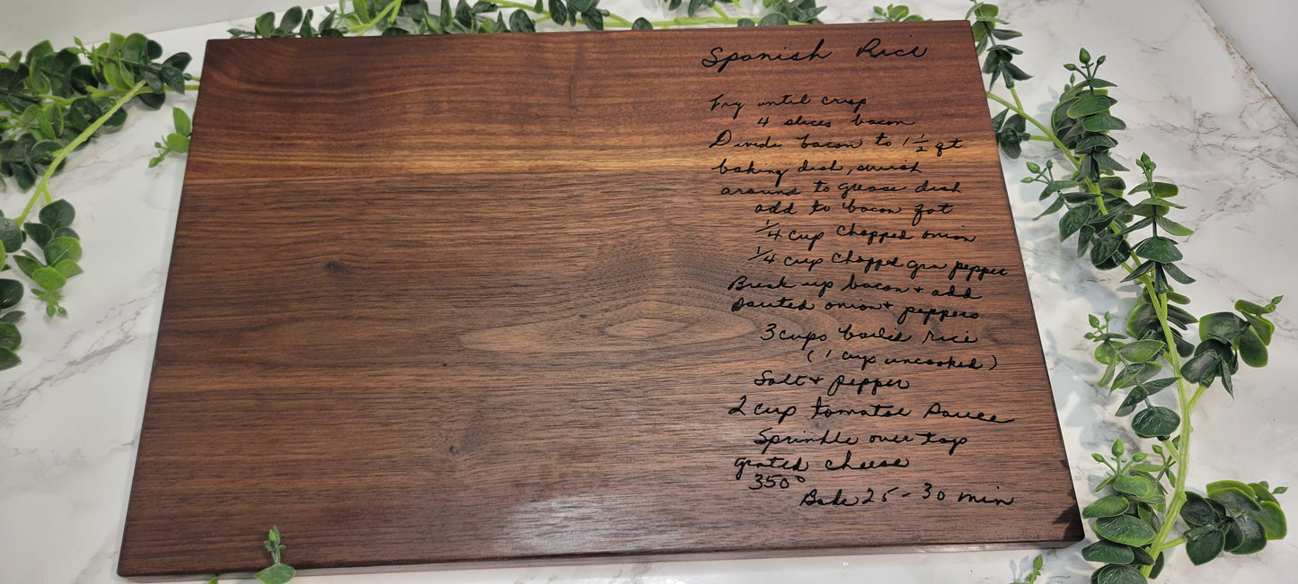 Personalized Recipe Cutting Board | Laser Engraved Scanned Recipe Created using your loved ones actual Handwritting