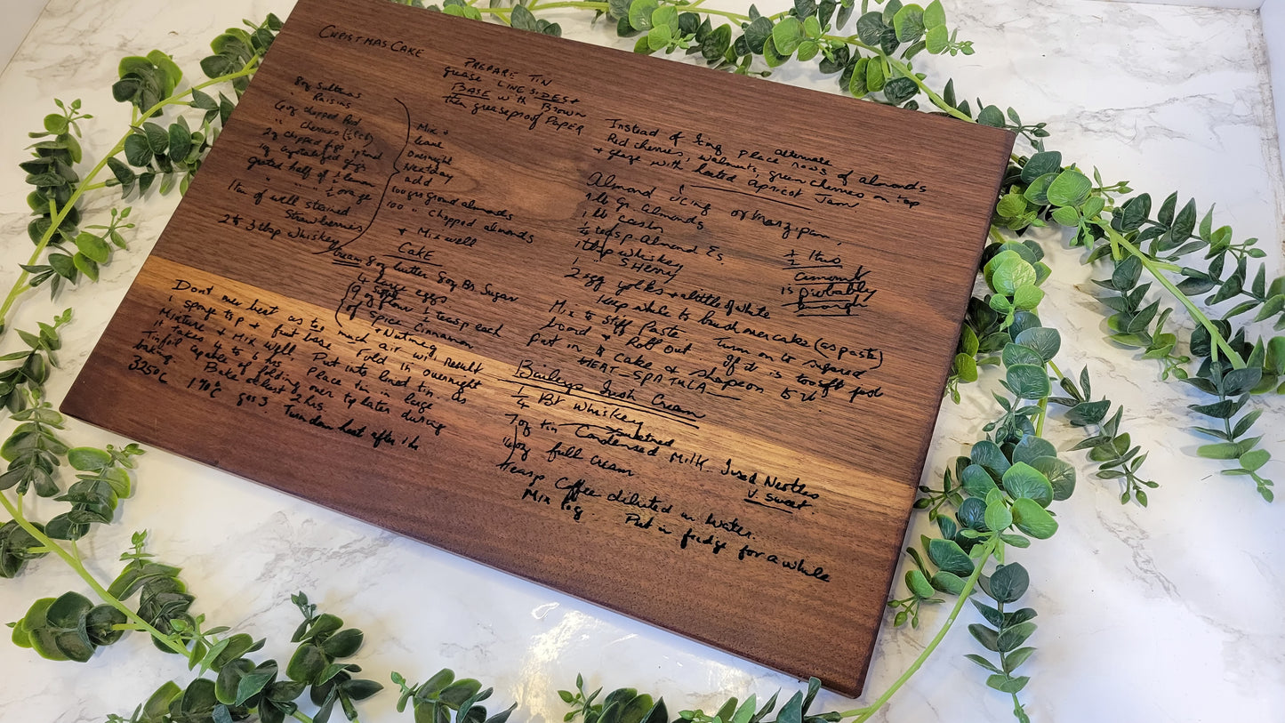 Personalized Recipe Cutting Board | Laser Engraved Scanned Recipe Created using your loved ones actual Handwritting