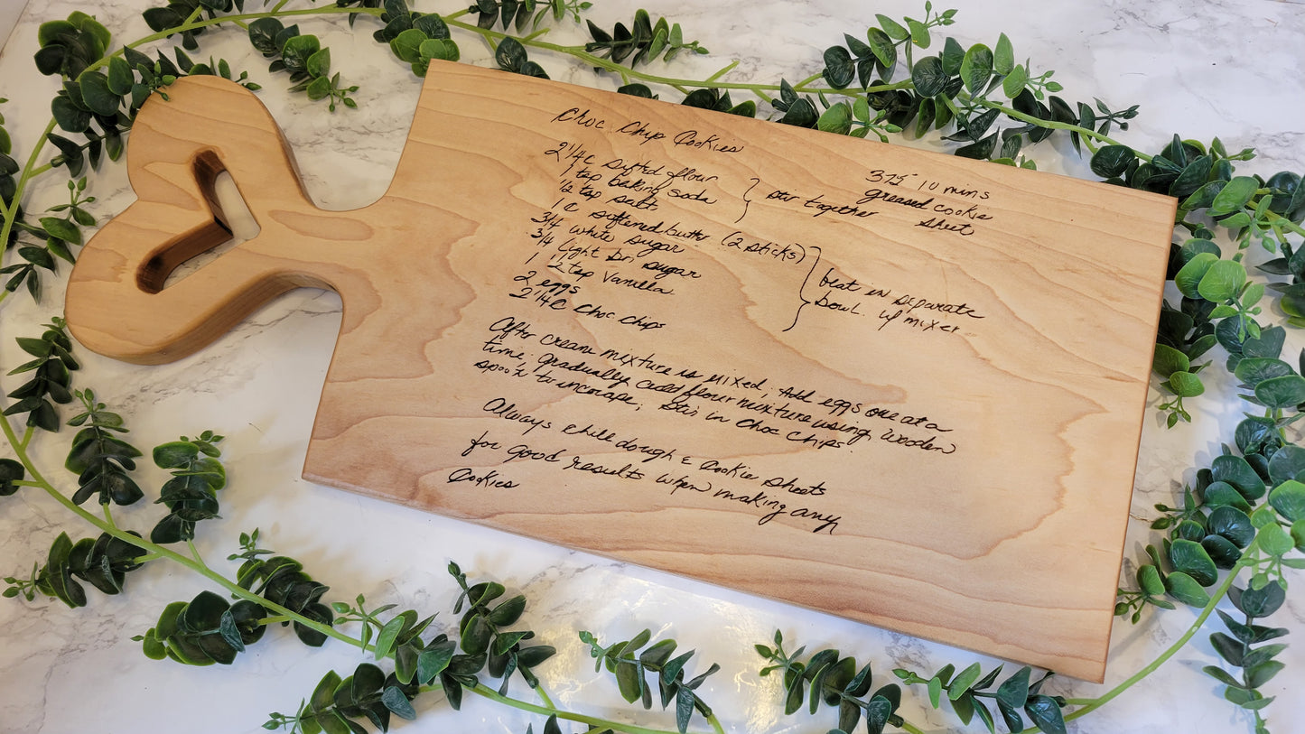 Personalized Recipe Cutting Board | Laser Engraved Scanned Recipe Created using your loved ones actual Handwritting