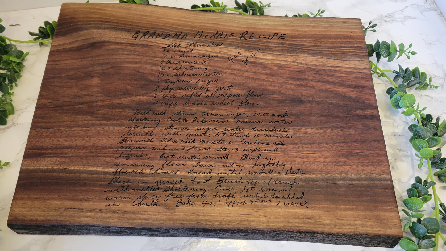 Personalized Recipe Cutting Board | Laser Engraved Scanned Recipe Created using your loved ones actual Handwritting