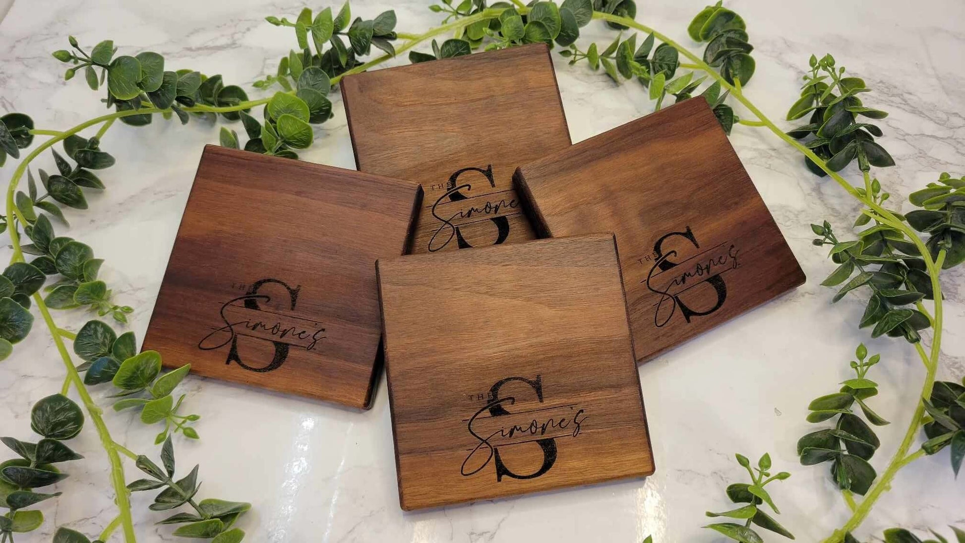 Custom Engraved Square Hardwood Coaster Set - Personalized Barware for any Occasion - CCreations Woodworks