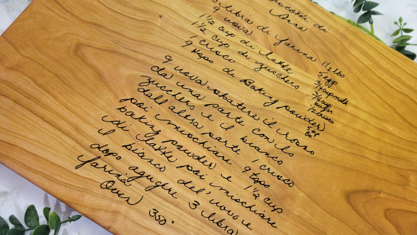 Personalized Recipe Cutting Board | Laser Engraved Scanned Recipe Created using your loved ones actual Handwritting