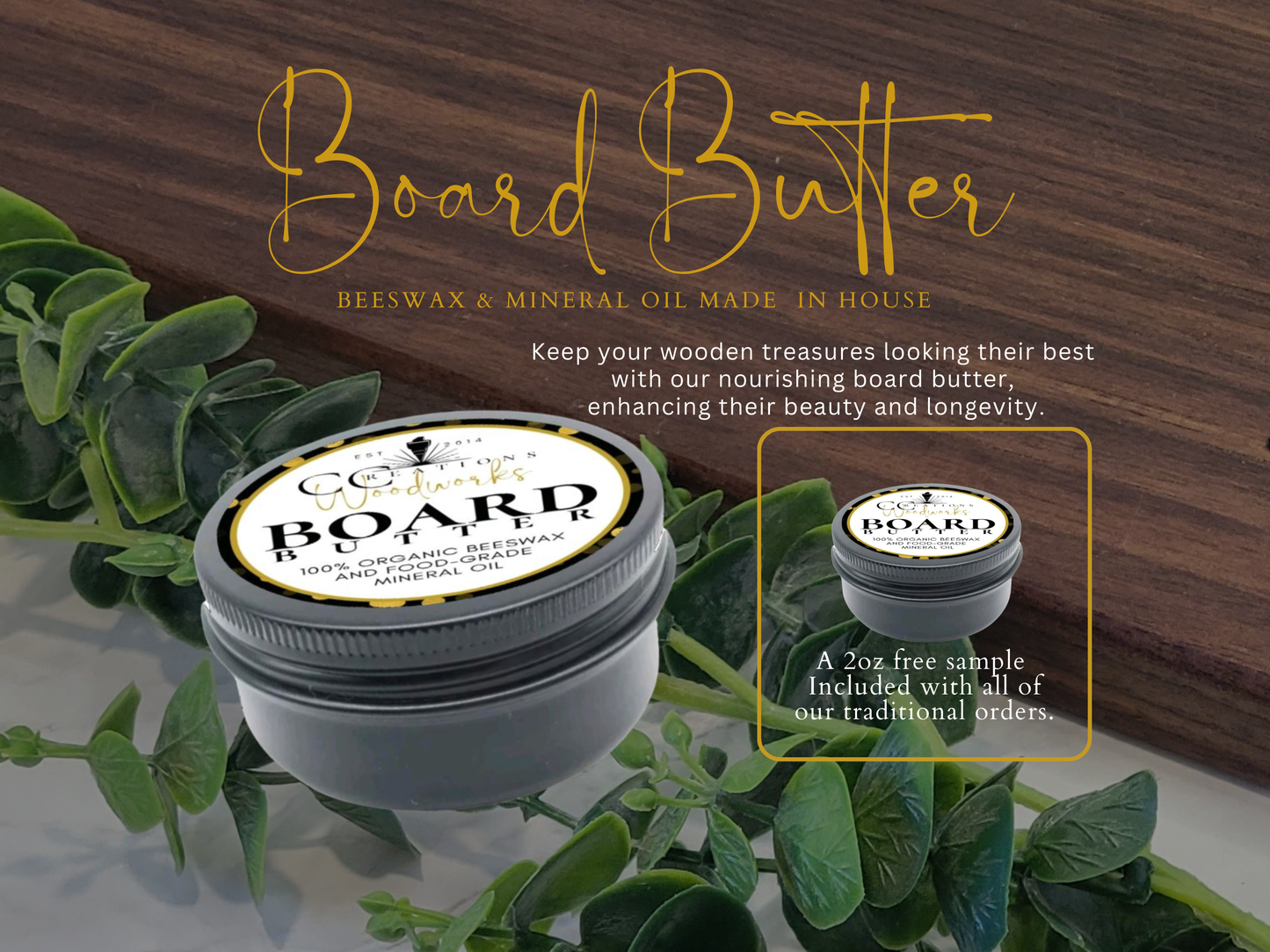 Premium board butter for preserving wooden cutting boards.