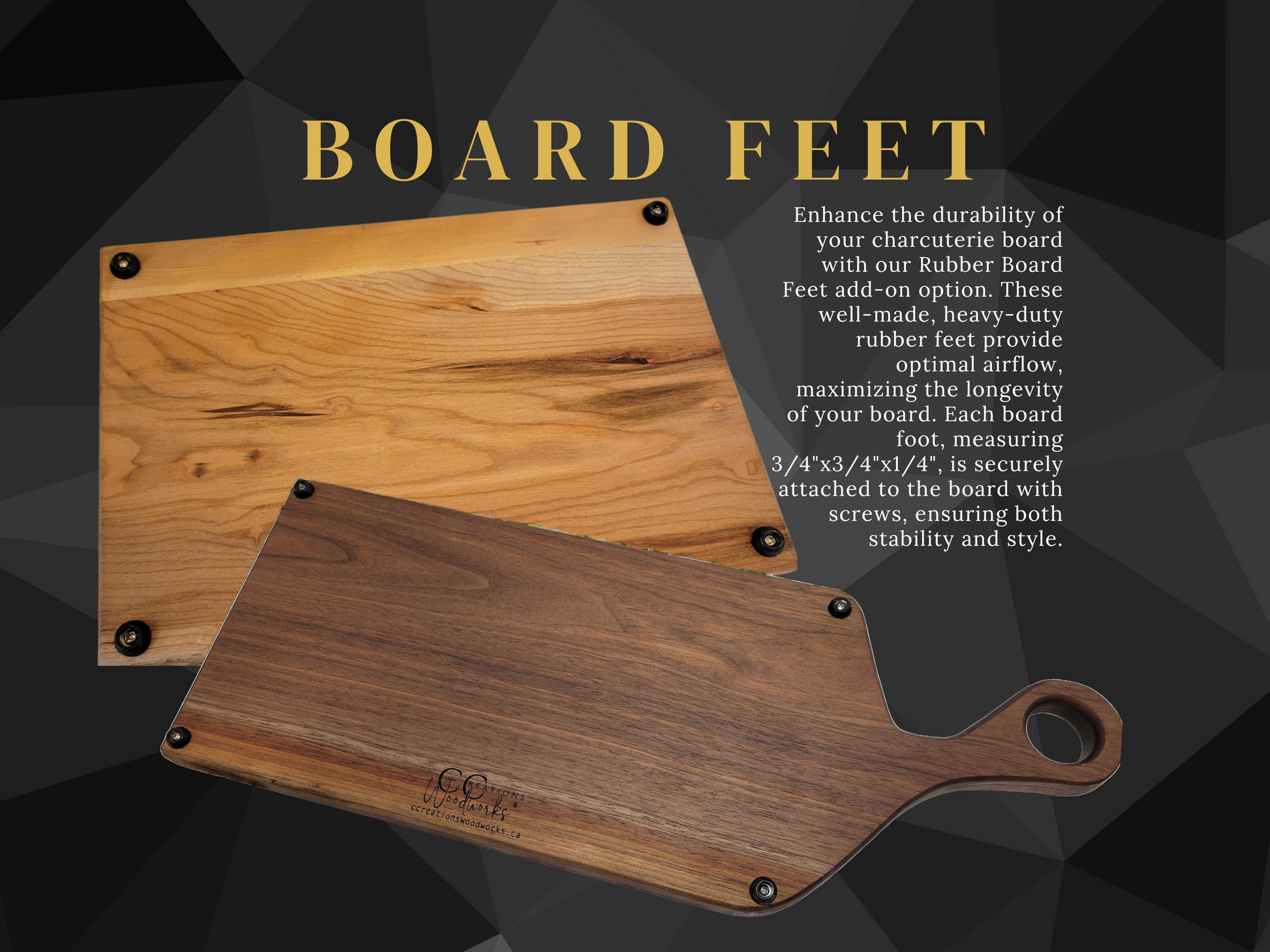 Custom board feet added to your cutting board.