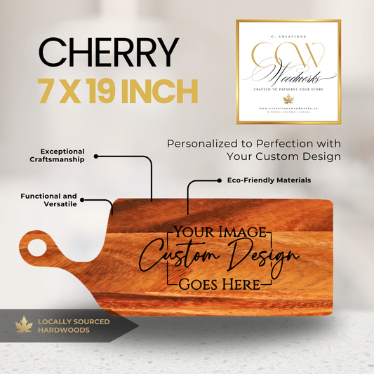 Cherry 7x19 serving tray with live-edge option.