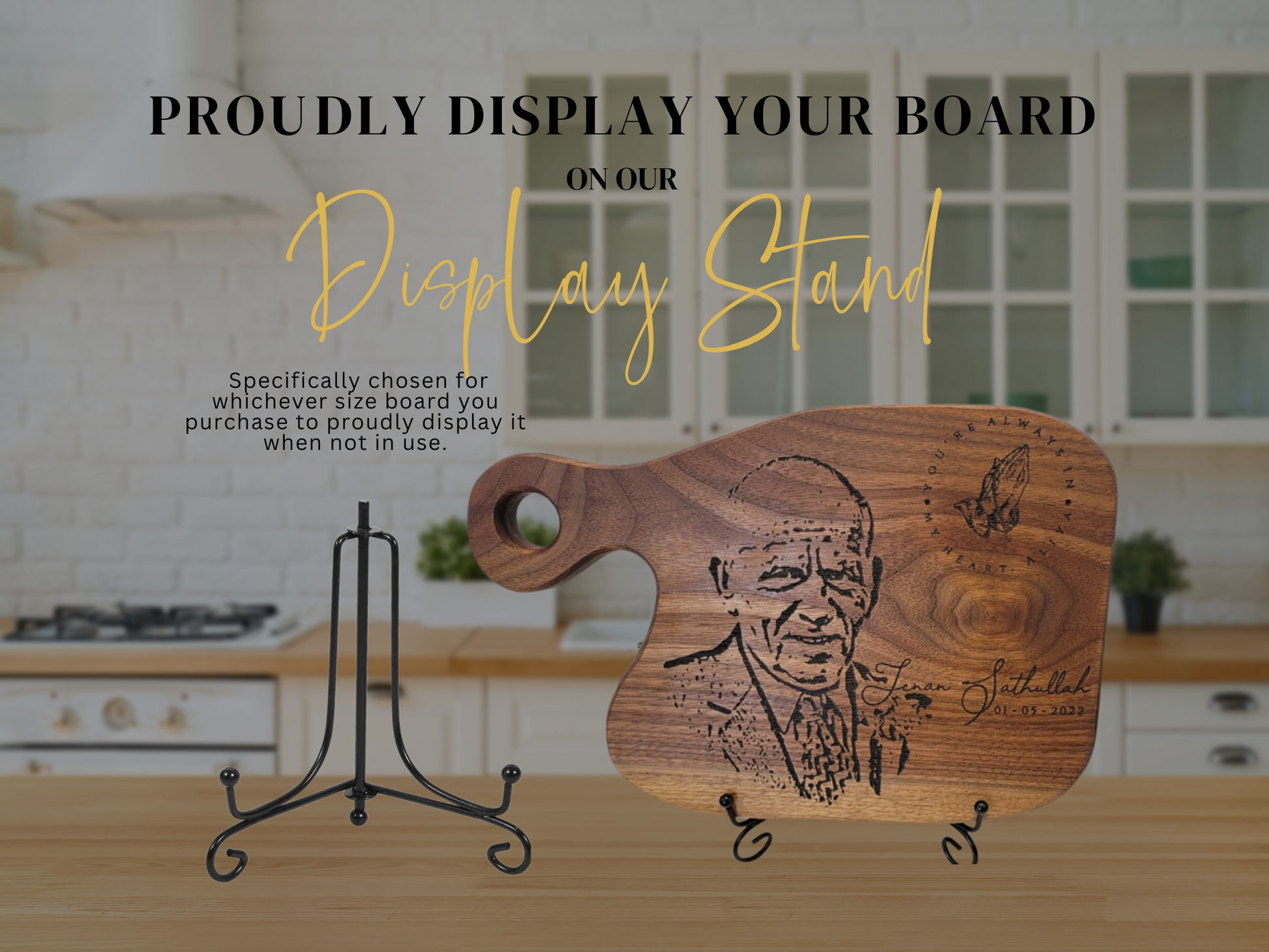 Stylish cutting board display stand to complement your woodwork.