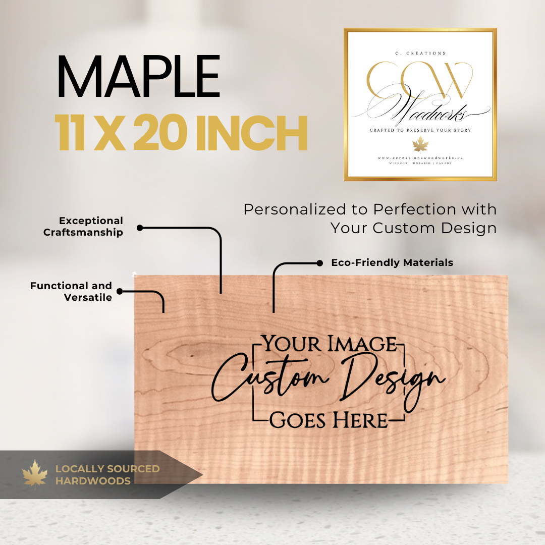 Maple 11x20 chopping board with smooth surface for large tasks