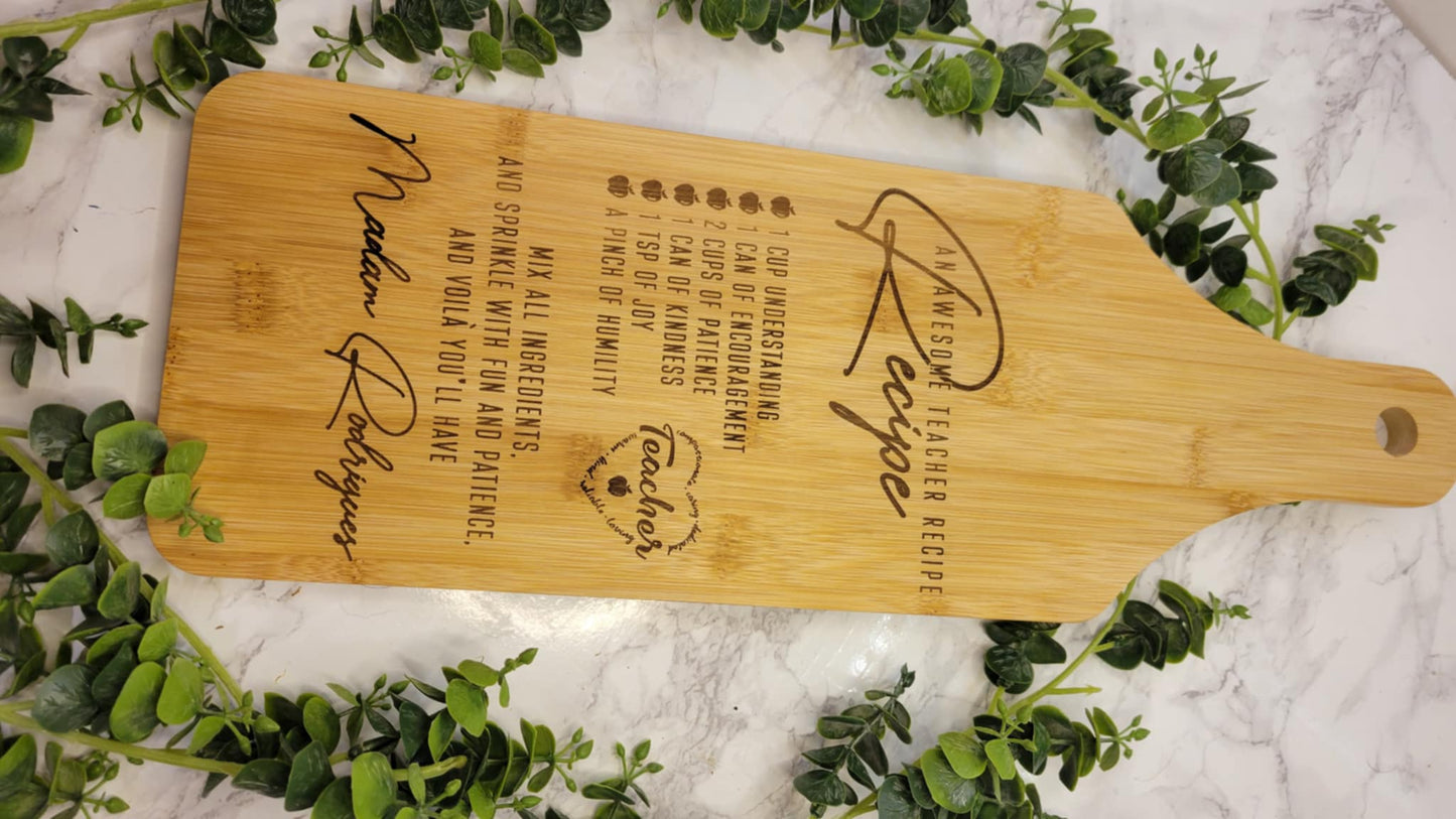 Personalized Recipe Cutting Board | Laser Engraved Scanned Recipe Created using your loved ones actual Handwritting