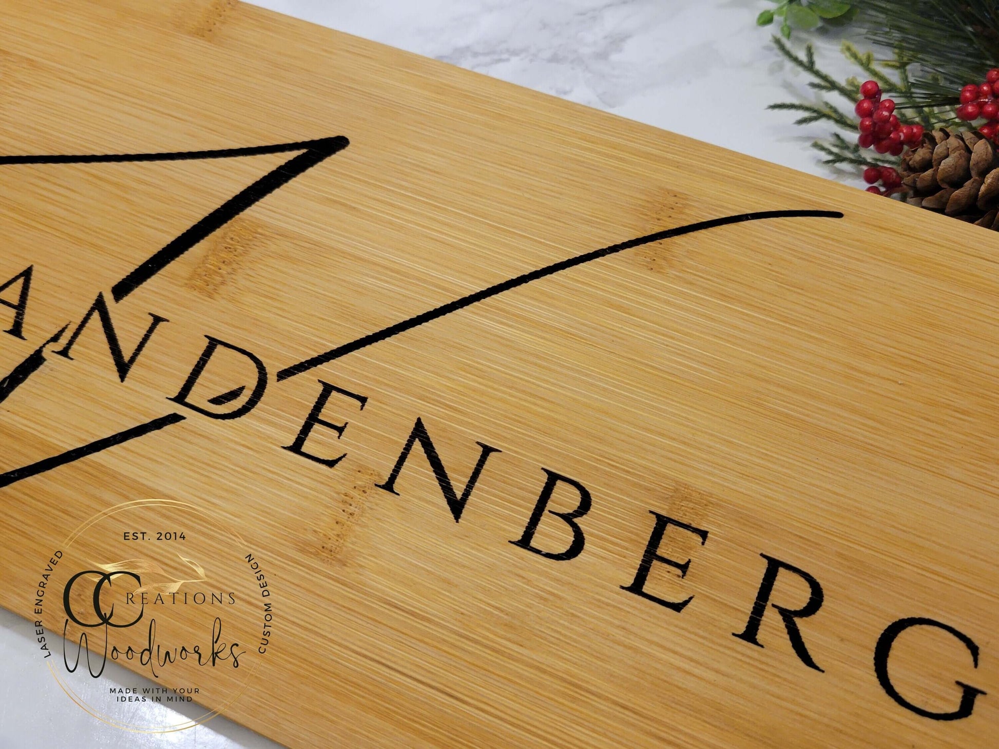 124 - Artisan Engraved Modern Script Initial Design | Unique Gift for Shower, Appreciation, Birthday, New Homeowners, Closing Present