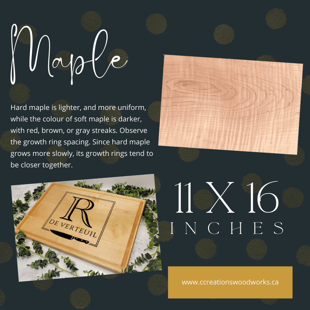 Custom engraved maple cutting board 11x16 inches by CCW handcrafted for personalized gifts