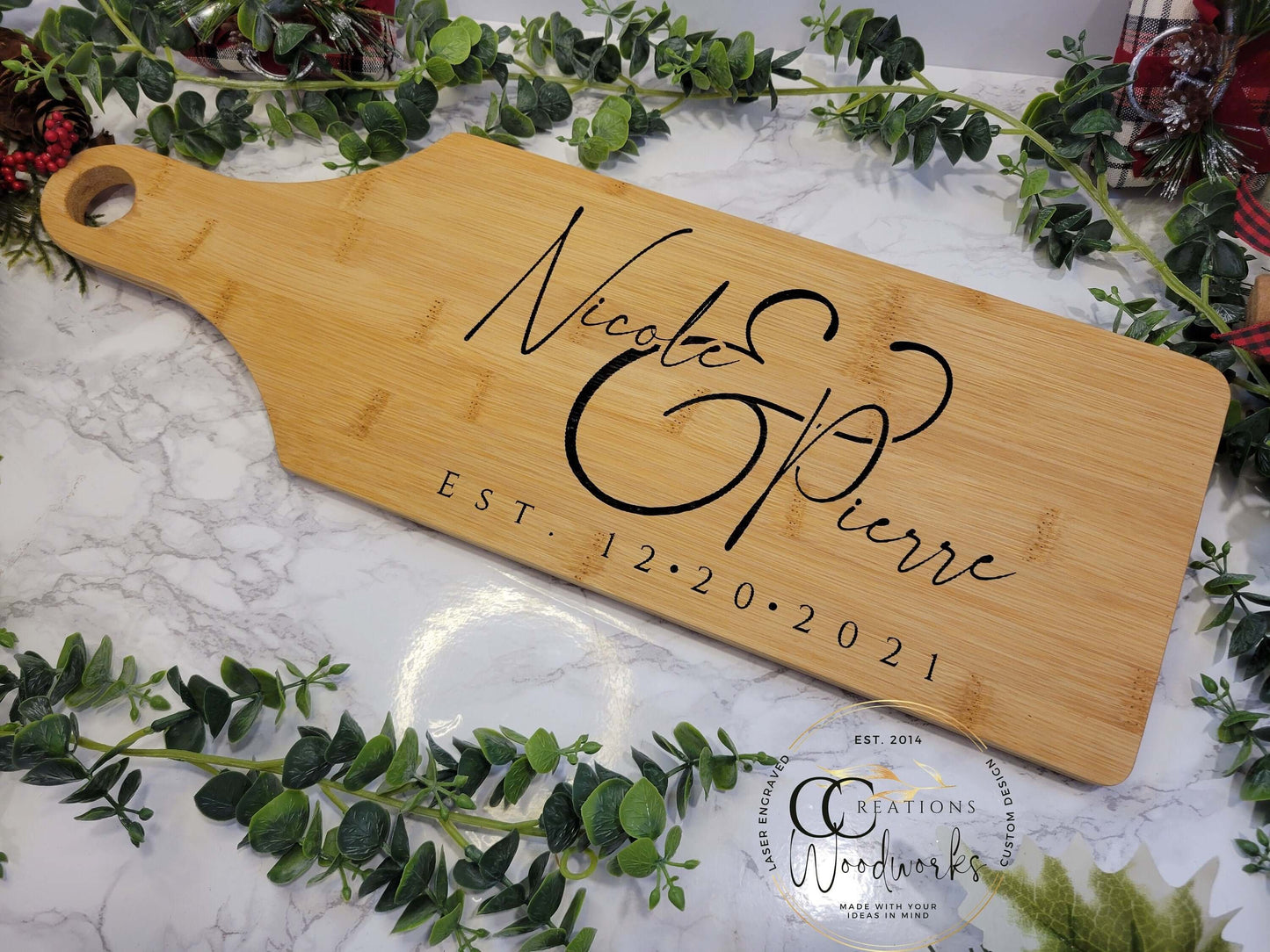 Personalized Wood Cheese Board - Laser Engraved Acacia Charcuterie and Tapas Board, Custom Wedding offers Gift, Couples Christmas Gift