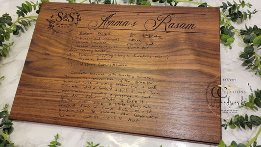 Custom Engraved Recipe Charcuterie Platter - Personalized Gift Idea for Friends - CCreations Woodworks