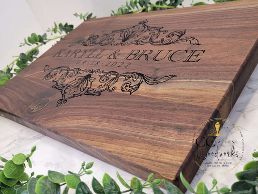 Elegant Baroque Style Engraved Cheese Board - A Thoughtful Gift for Entertaining and Hosting - CCreations Woodworks