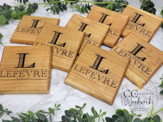 Elevate your Home Bar with Personalized Square Hardwood Coaster Set - Great for Housewarming Gifts - CCreations Woodworks