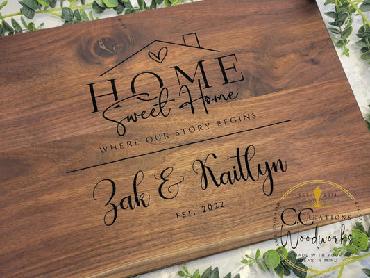 Engraved New Home Chopping Block - A Boutique Style Addition to Any Kitchen - CCreations Woodworks