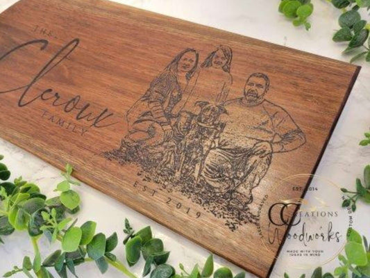 Engraved Portrait Charcuterie Platter - A Thoughtful and Personalized Gift for Any Occasion - CCreations Woodworks