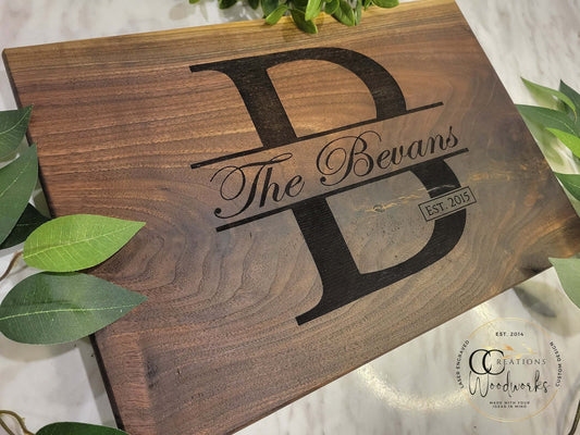 123 - Handcrafted Charcuterie Board | Personalized Modern Initial Monogram | Appreciation, Award | Gift for Parents or Spouse