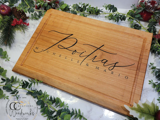 Modern Script Name Cheese Board | Personalized Gift for Spouse, Chef, Wedding, Anniversary - CCreations Woodworks