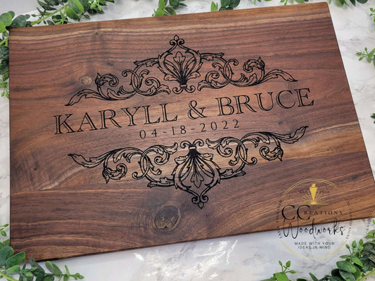 Personalized Baroque Engraved Charcuterie Board - The Perfect Gift for Couples or any Occasion - CCreations Woodworks