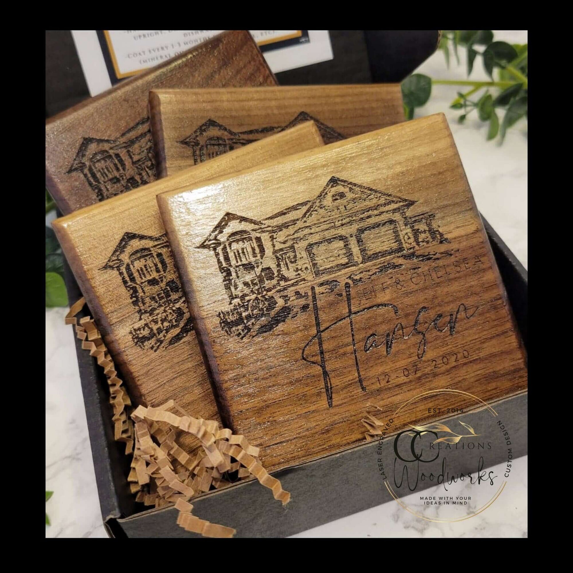 Personalized Coaster Set | Custom Engraved Barware Gift for Executives & Professionals - CCreations Woodworks