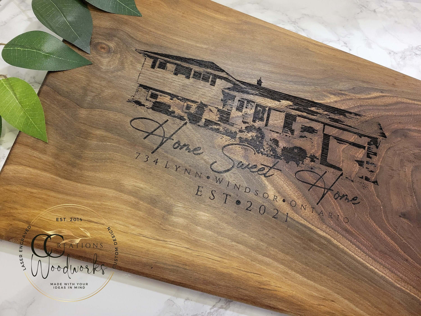 Personalized House Drawing | Realtor Closing Gift for Clients | Home Sweet Home Gift | Housewarming New House Gift Engraved Image from Photo - CCreations Woodworks