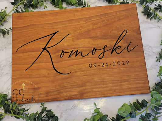 114 - Signature Custom Family Name Cutting Board | Great Gifts for Couple, Wedding, Anniversary, Engagement or New Home